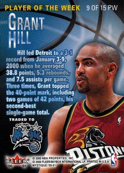 2000-01 Fleer Mystique - Player of the Week #9 PW Grant Hill Back