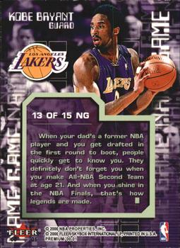 2000-01 Fleer Premium - Name Game #13 NG Kobe Bryant Back