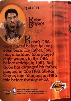 2000-01 Fleer Showcase - HIStory #3 H Kobe Bryant Back