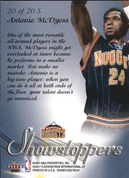 2000-01 Fleer Showcase - Showstoppers #20 S Antonio McDyess Back