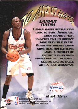 2000-01 Fleer Showcase - To Air is Human #2 TA Lamar Odom Back