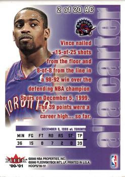 2000-01 Hoops Hot Prospects - A'la Carter #2 AC Vince Carter Back