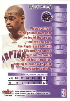 2000-01 Hoops Hot Prospects - A'la Carter #15 AC Vince Carter Back
