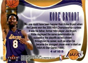 2000-01 Hoops Hot Prospects - Determined #4 D Kobe Bryant Back