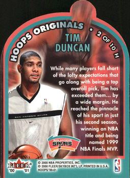 2000-01 Hoops Hot Prospects - Originals #2 H Tim Duncan Back