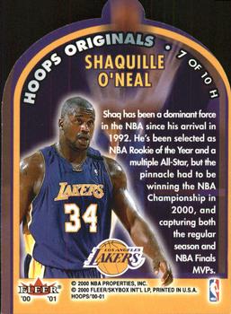 2000-01 Hoops Hot Prospects - Originals #7 H Shaquille O'Neal Back