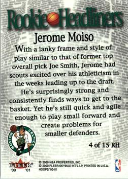 2000-01 Hoops Hot Prospects - Rookie Headliners #4 RH Jerome Moiso Back