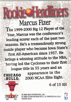 2000-01 Hoops Hot Prospects - Rookie Headliners #6 RH Marcus Fizer Back