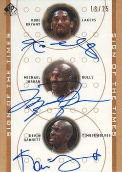 2000-01 SP Authentic - Sign of the Times Triple #KB/MJ/KG Kobe Bryant / Michael Jordan / Kevin Garnett Front