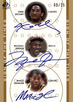 2000-01 SP Authentic - Sign of the Times Triple #KB/MJ/MG Kobe Bryant / Michael Jordan / Magic Johnson Front