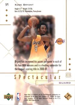 2000-01 SP Authentic - Spectacular #SP1 Kobe Bryant Back