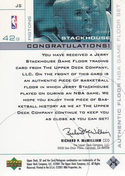 2000-01 SP Game Floor - Authentic Floor #JS Jerry Stackhouse Back