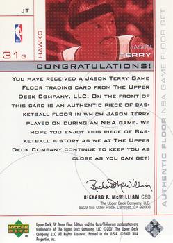 2000-01 SP Game Floor - Authentic Floor #JT Jason Terry Back