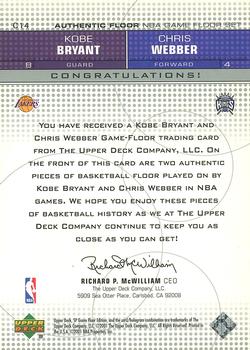2000-01 SP Game Floor - Authentic Floor Combos #C14 Kobe Bryant / Chris Webber Back