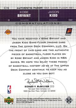 2000-01 SP Game Floor - Authentic Floor Combos #C16 Kobe Bryant / Jason Kidd Back