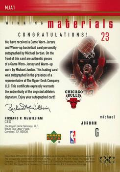 2000-01 SPx - Winning Materials #MJA1 Michael Jordan Back