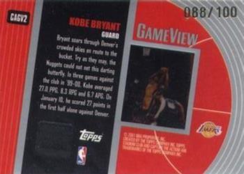 2000-01 Stadium Club - Capture the Action Game View #CAGV2 Kobe Bryant Back