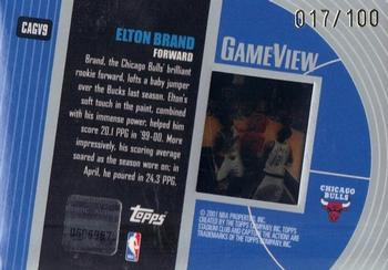2000-01 Stadium Club - Capture the Action Game View #CAGV9 Elton Brand Back