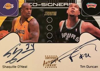 2000-01 Stadium Club - Co-Signers #CS3 Shaquille O'Neal / Tim Duncan Front