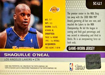 2000-01 Stadium Club - Game Jerseys #SC-LL1 Shaquille O'Neal Back