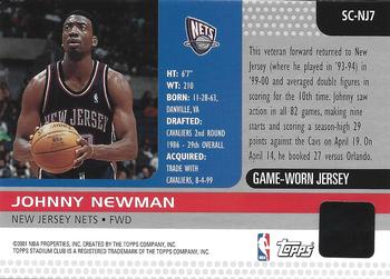 2000-01 Stadium Club - Game Jerseys #SC-NJ7 Johnny Newman Back