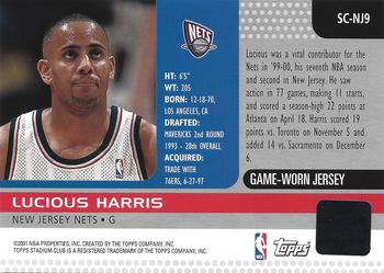 2000-01 Stadium Club - Game Jerseys #SC-NJ9 Lucious Harris Back