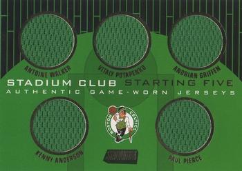 2000-01 Stadium Club - Starting Five Game Jerseys #SF-BC Antoine Walker / Vitaly Potapenko / Adrian Griffin / Kenny Anderson / Paul Pierce Front