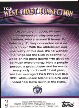 2000-01 Topps - Topps Combos Series One #TC3 Chris Webber / Jason Williams Back
