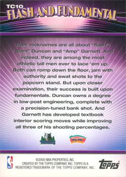 2000-01 Topps - Topps Combos Series One #TC10 Tim Duncan / Kevin Garnett Back