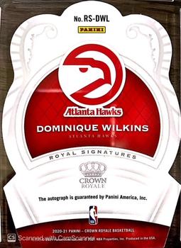 2020-21 Panini Crown Royale - Royal Signatures #RS-DWL Dominique Wilkins Back
