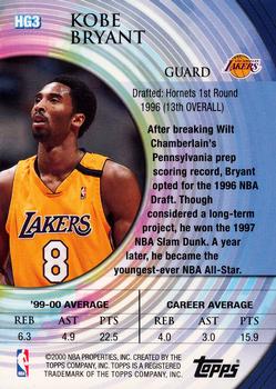 2000-01 Topps - Hidden Gems #HG3 Kobe Bryant Back