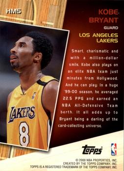 2000-01 Topps - Hobby Masters #HM5 Kobe Bryant Back