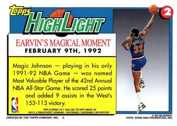2000-01 Topps Chrome - Magic Johnson Reprints #5 Magic Johnson Back