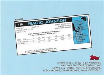 2000-01 Topps Chrome - Magic Johnson Reprints Refractors #2 Magic Johnson Back