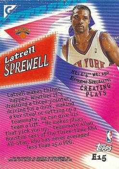 2000-01 Topps Gallery - Gallery Extremes #E15 Latrell Sprewell Back