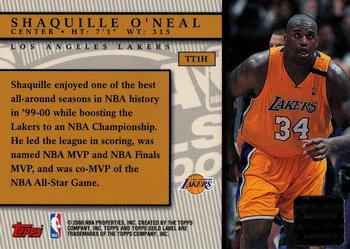 2000-01 Topps Gold Label - Game Jerseys #TT1H Shaquille O'Neal Back