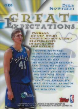 2000-01 Topps Gold Label - Great Expectations #GE8 Dirk Nowitzki Back