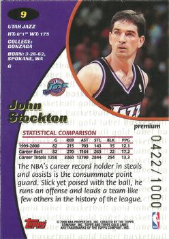 2000-01 Topps Gold Label - Premium #9 John Stockton Back