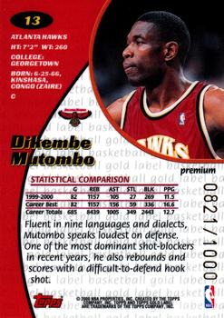 2000-01 Topps Gold Label - Premium #13 Dikembe Mutombo Back