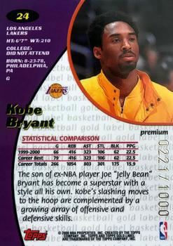 2000-01 Topps Gold Label - Premium #24 Kobe Bryant Back