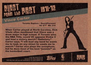 2000-01 Topps Heritage - Blast from the Past #BP15 Vince Carter Back