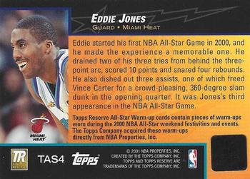 2000-01 Topps Reserve - Game Jerseys #TAS4 Eddie Jones Back