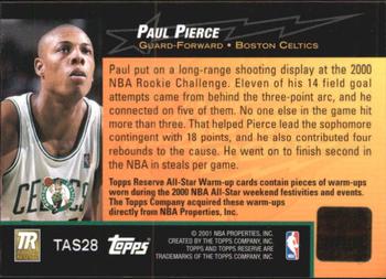 2000-01 Topps Reserve - Game Jerseys #TAS28 Paul Pierce Back