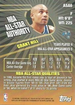 2000-01 Topps Stars - All-Star Authority #ASA6 Grant Hill Back