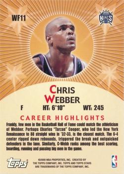 2000-01 Topps Stars - Walk of Fame #WF11 Chris Webber Back