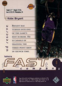 2000-01 UD Reserve - Fast Company #FC2 Kobe Bryant Back