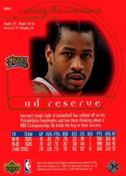 2000-01 UD Reserve - Setting the Standard #SS5 Allen Iverson Back