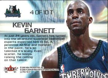 2000-01 Ultra - Thrillinium #4 T Kevin Garnett Back