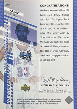 2000-01 Upper Deck - UD Game Jerseys (Series Two) #GH-H Grant Hill Back
