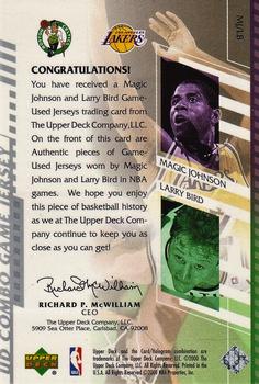 2000-01 Upper Deck - UD Combo Game Jerseys (Series One) #MJ/LB Magic Johnson / Larry Bird Back